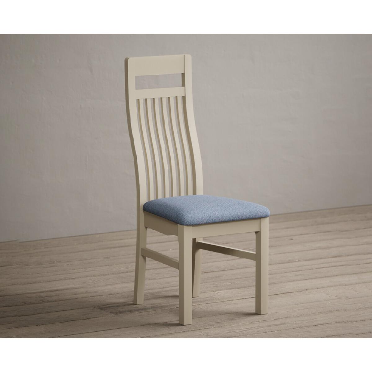 Monroe Cream Painted Dining Chairs with Sky Blue Fabric Seat Pad – image 2
