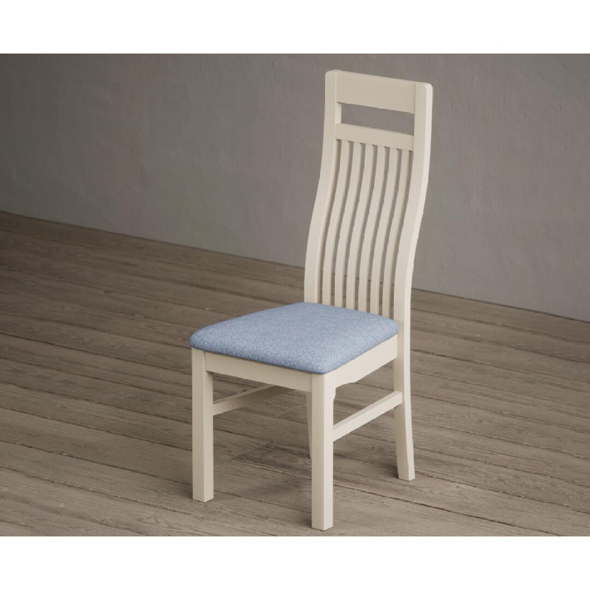 Monroe Cream Painted Dining Chairs with Sky Blue Fabric Seat Pad – image 3