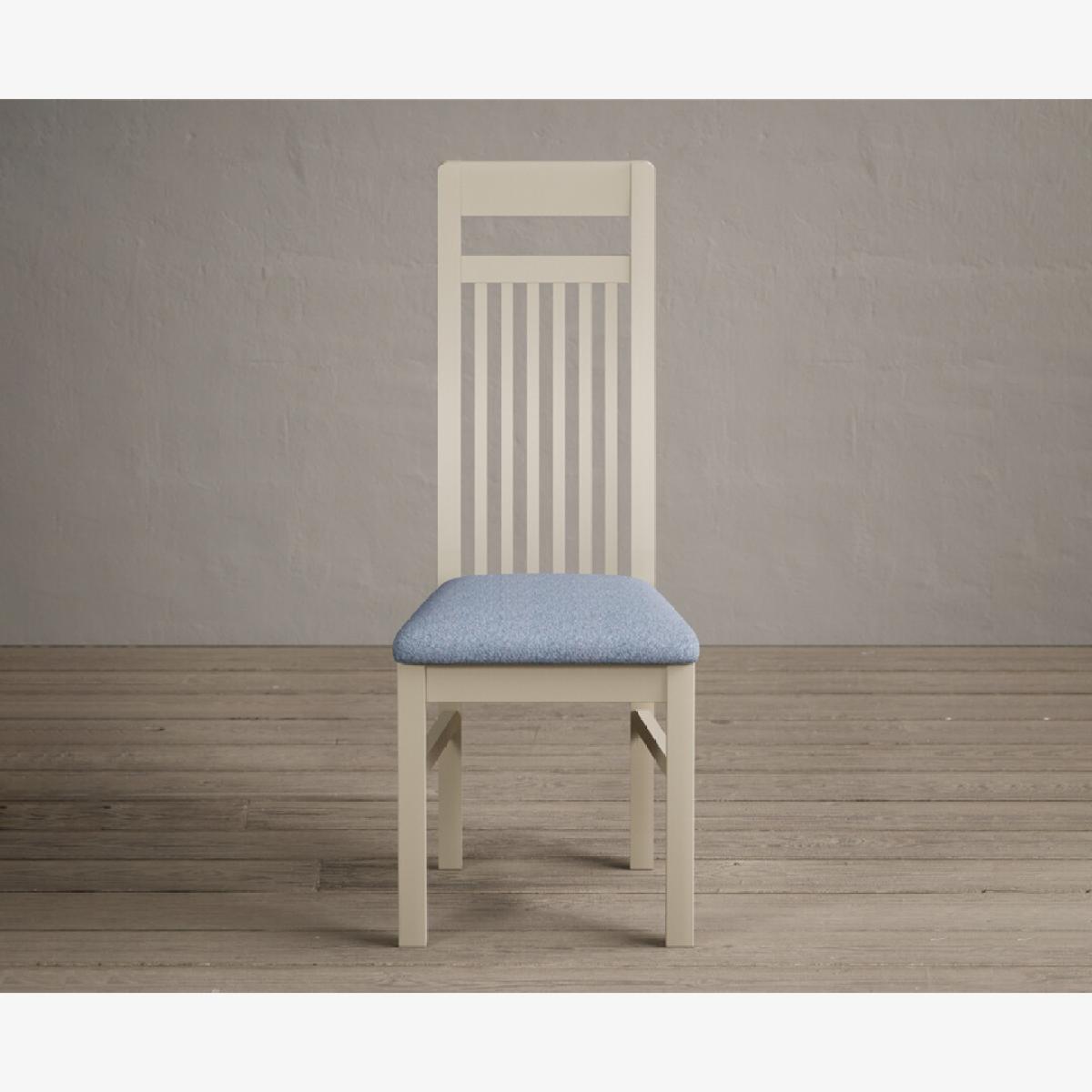 Monroe Cream Painted Dining Chairs with Sky Blue Fabric Seat Pad – image 1