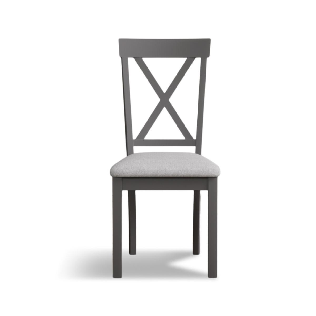Hertford Mid Grey Dining Chairs with Light Grey Fabric Seat Pad – image 2