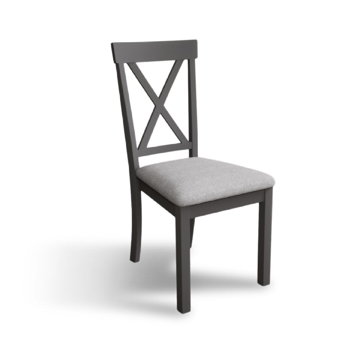 Hertford Mid Grey Dining Chairs with Light Grey Fabric Seat Pad – image 3