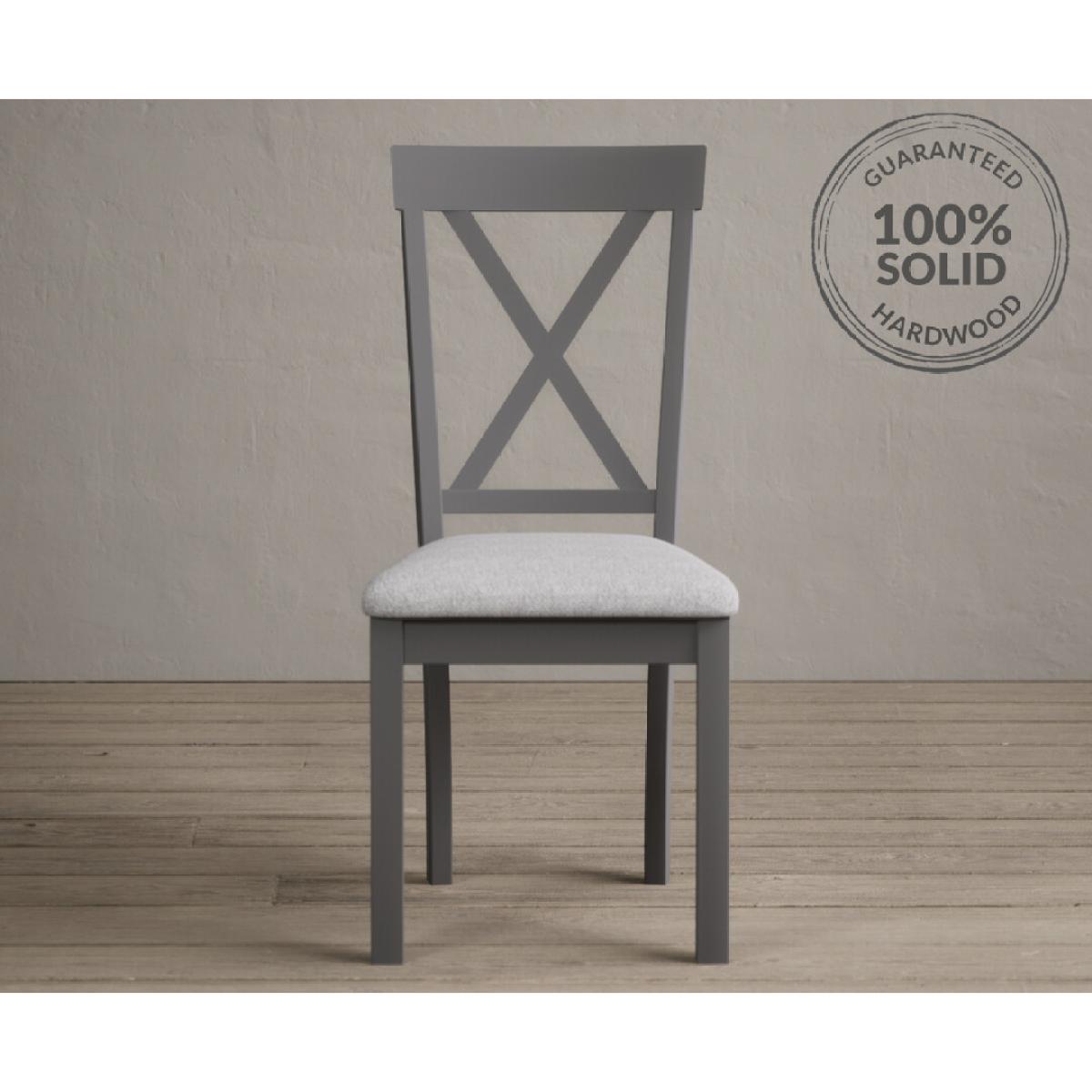 Hertford Mid Grey Dining Chairs with Light Grey Fabric Seat Pad – image 4