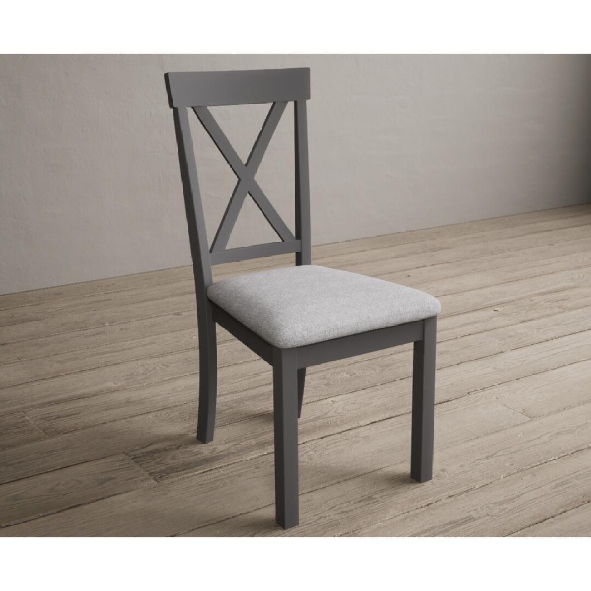 Hertford Mid Grey Dining Chairs with Light Grey Fabric Seat Pad – image 5