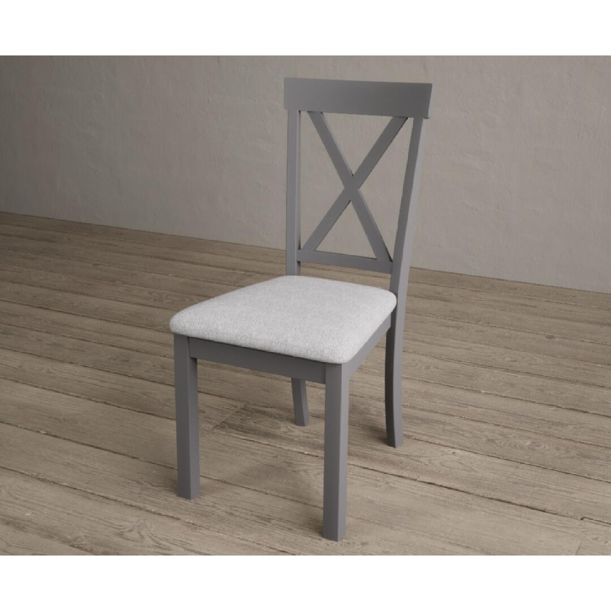 Hertford Mid Grey Dining Chairs with Light Grey Fabric Seat Pad – image 6