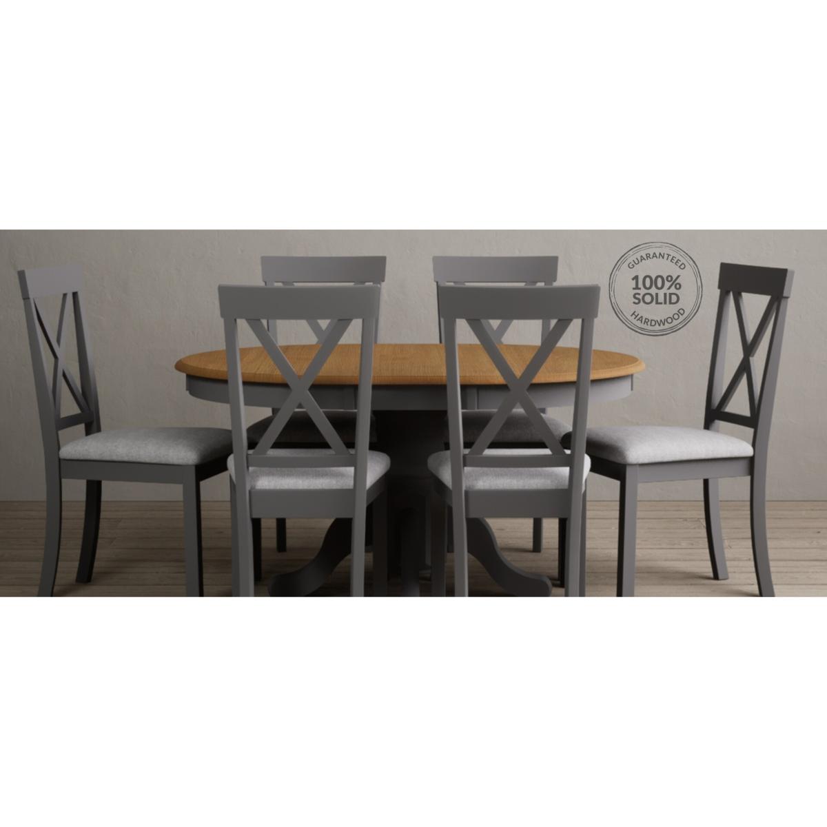 Hertford Mid Grey Dining Chairs with Light Grey Fabric Seat Pad – image 7