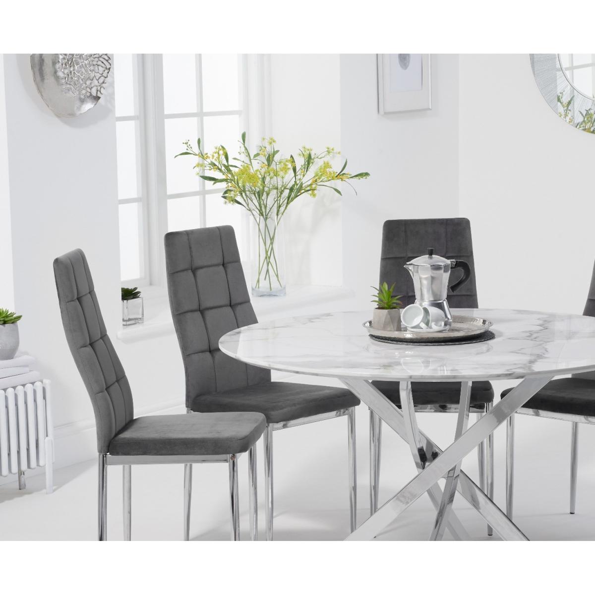 Carter 120cm Round White Marble Table with Melissa Chairs - Grey, 4 Chairs – image 2