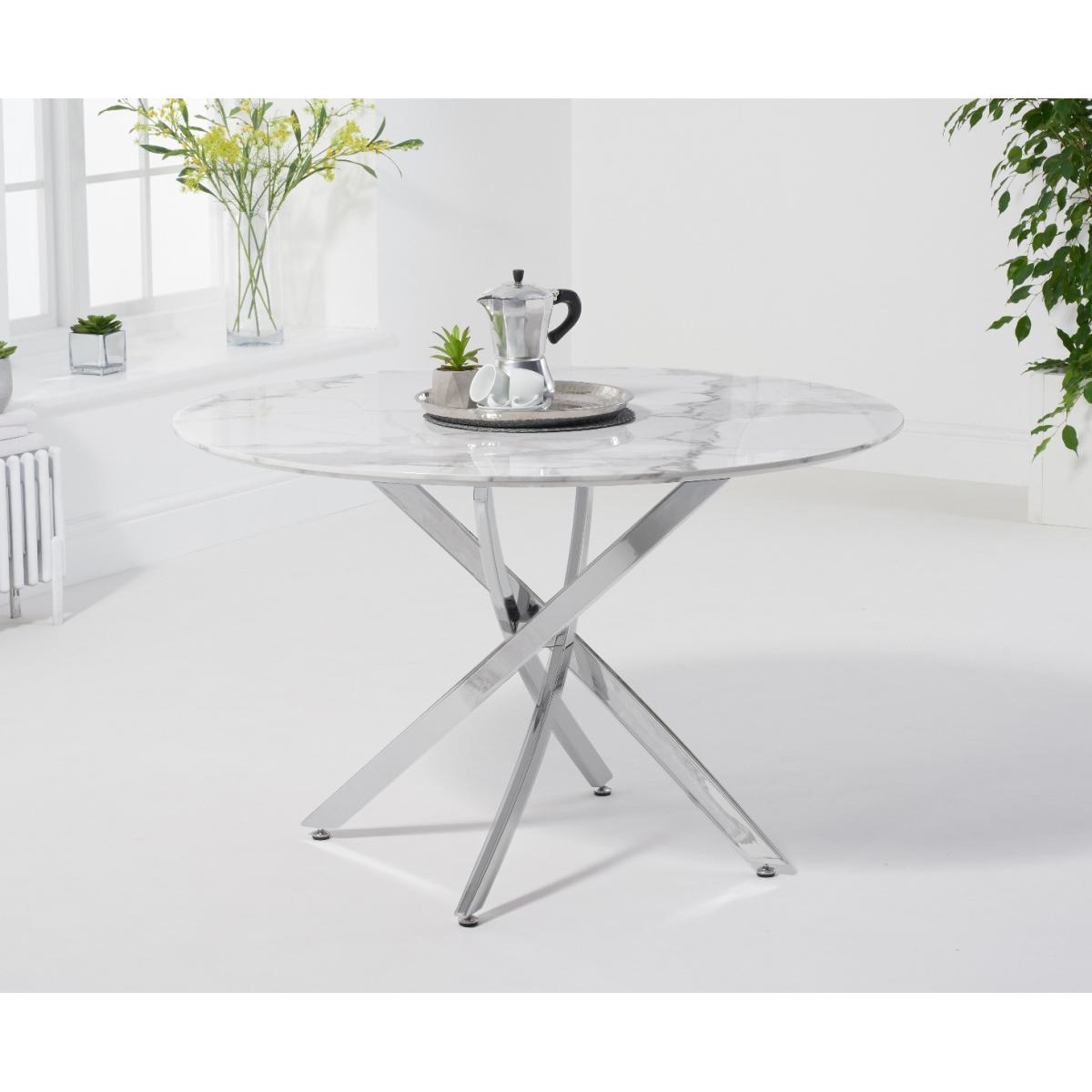 Carter 120cm Round White Marble Table with Melissa Chairs - Grey, 4 Chairs – image 3