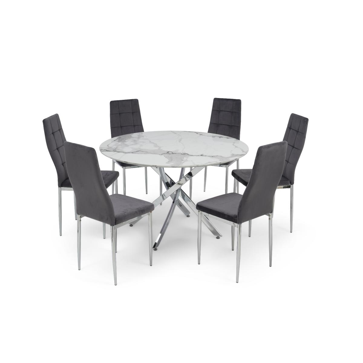 Carter 120cm Round White Marble Table with Melissa Chairs - Grey, 4 Chairs – image 6