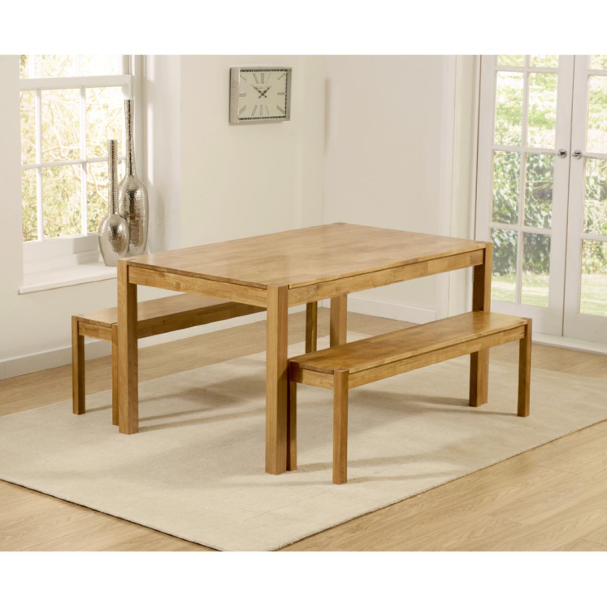 Oxford 150cm Solid Oak Dining Table with Benches – image 3