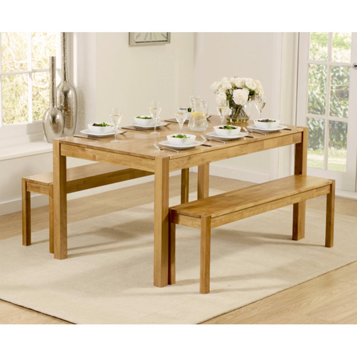 Oxford 150cm Solid Oak Dining Table with Benches – image 1