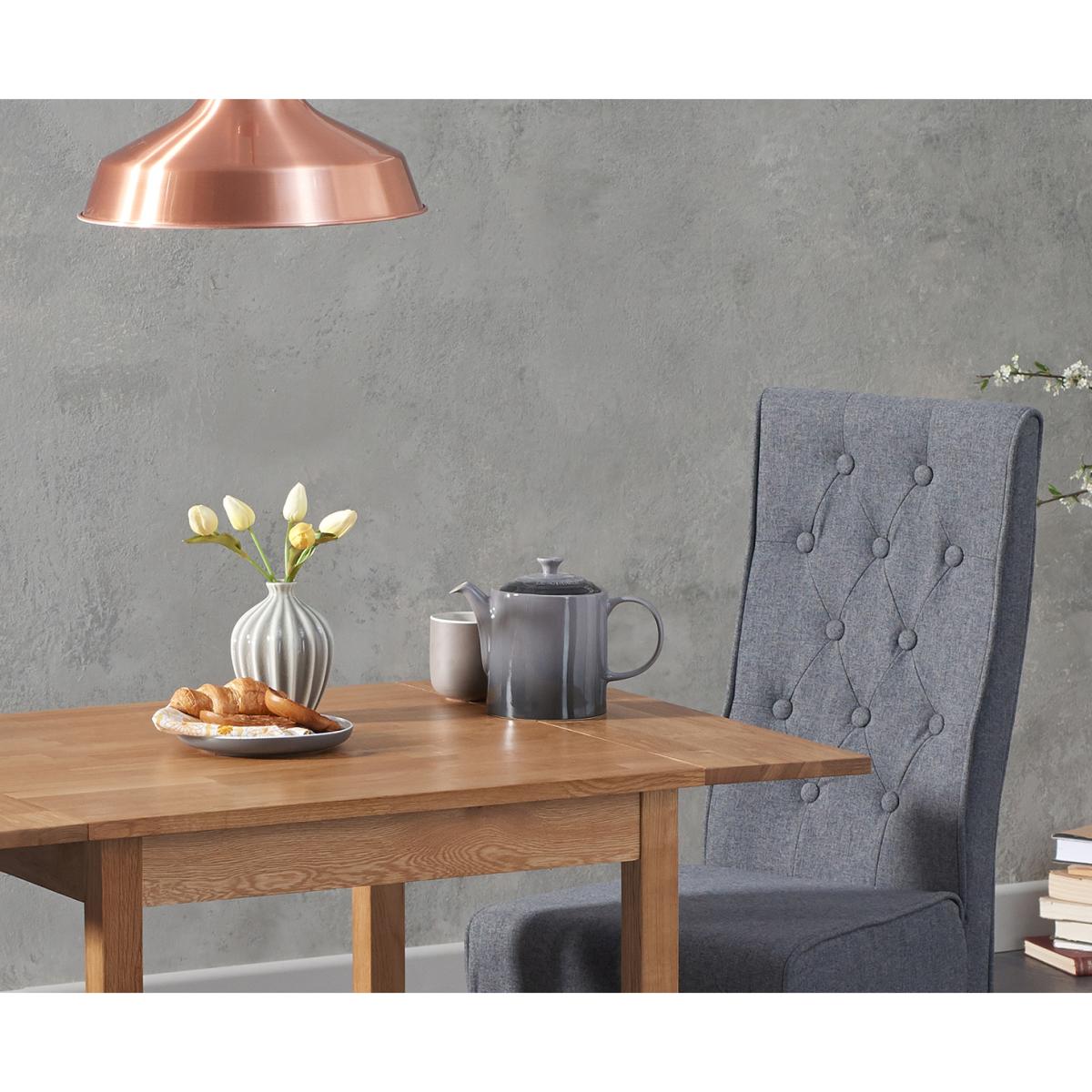 Oxford 70cm Solid Oak Extending Dining Table with Juliette Fabric Chairs - Grey, 2 Chairs – image 2