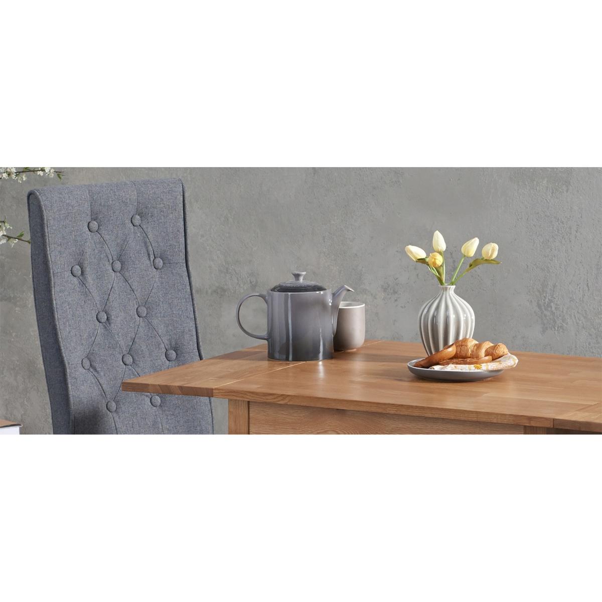 Oxford 70cm Solid Oak Extending Dining Table with Juliette Fabric Chairs - Grey, 2 Chairs – image 9