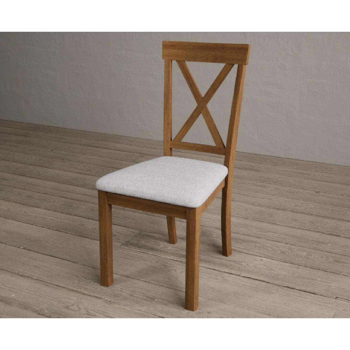 Hertford Rustic Oak Dining Chairs with Light Grey Fabric Seat Pad – image 4