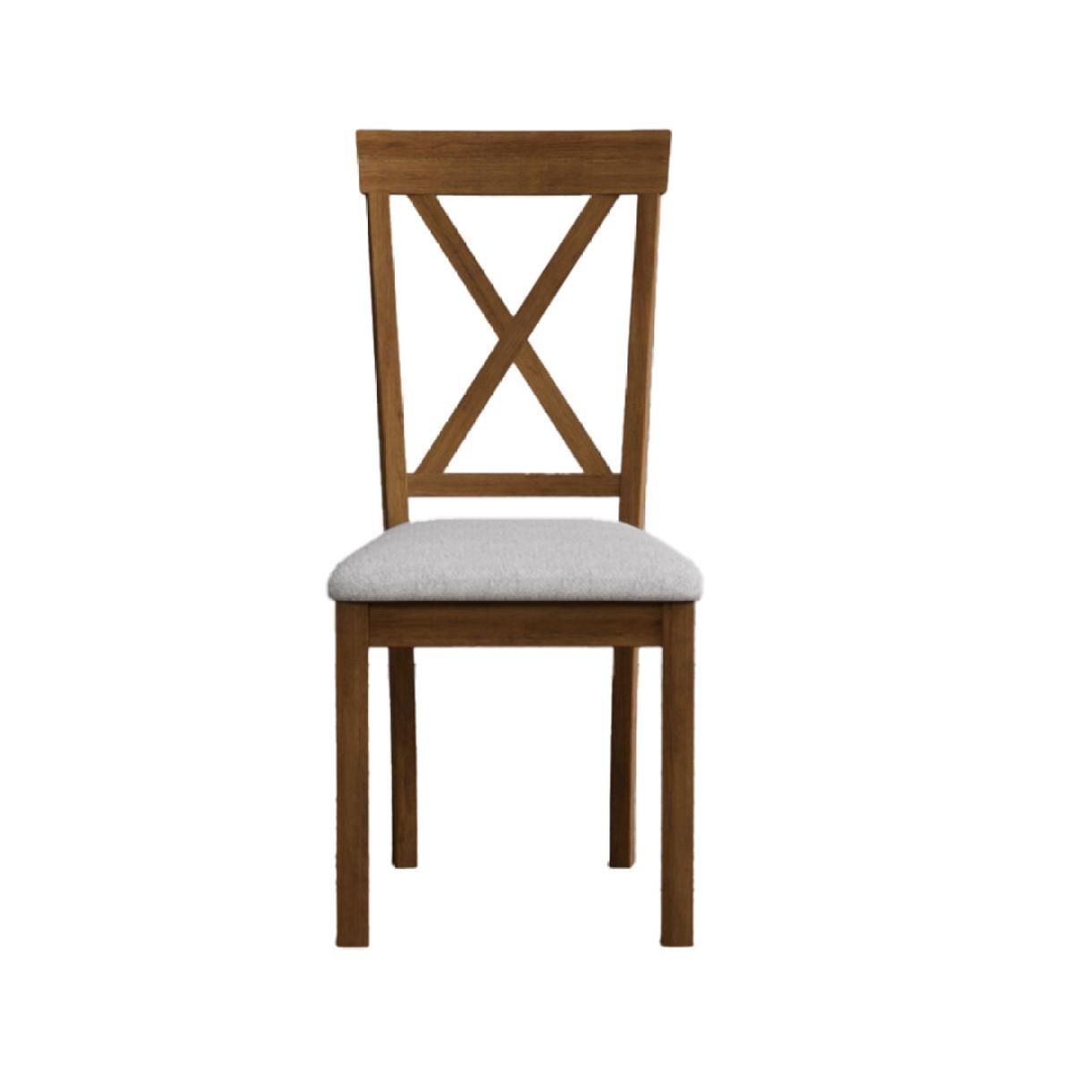Hertford Rustic Oak Dining Chairs with Light Grey Fabric Seat Pad – image 5