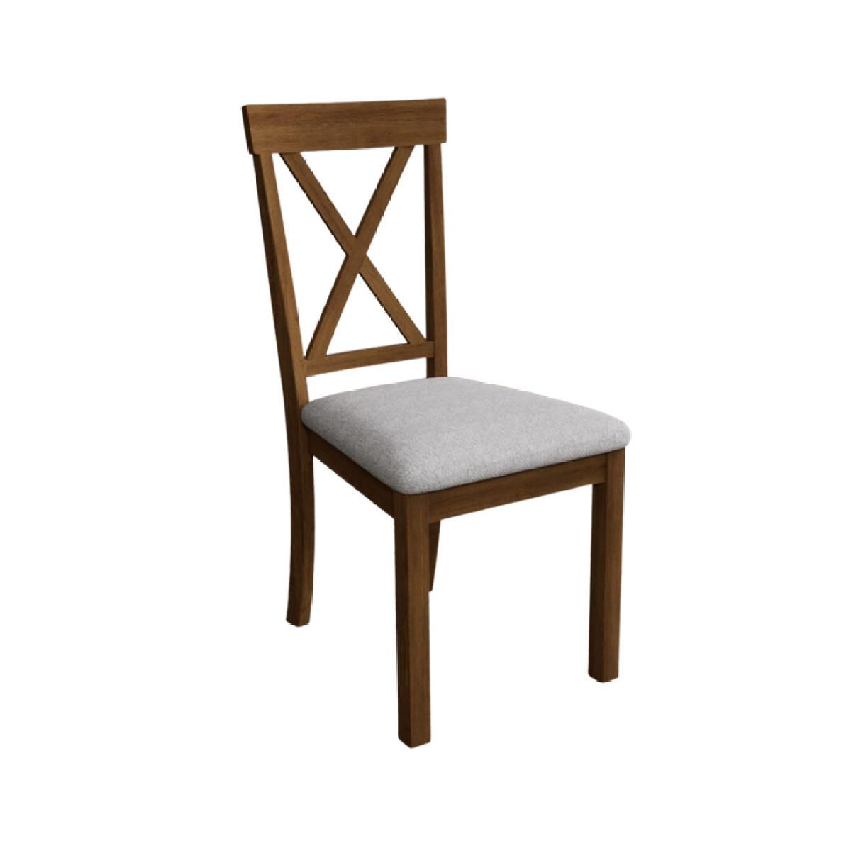 Hertford Rustic Oak Dining Chairs with Light Grey Fabric Seat Pad – image 6