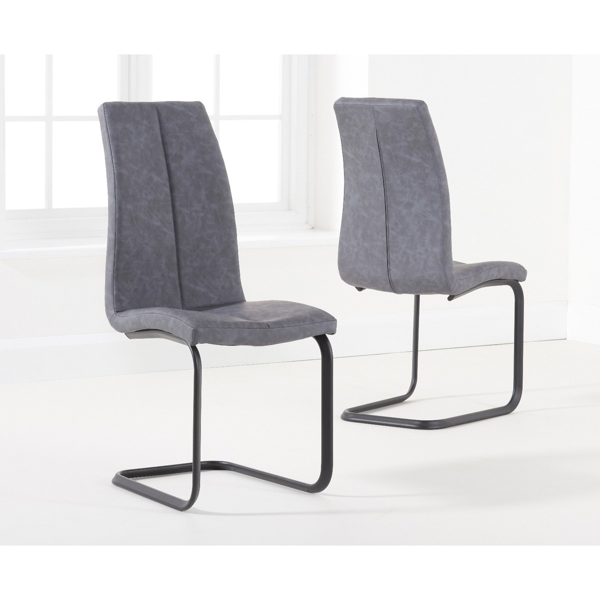 Liza Grey Fabric Antique Hoop Leg Dining Chairs – image 3