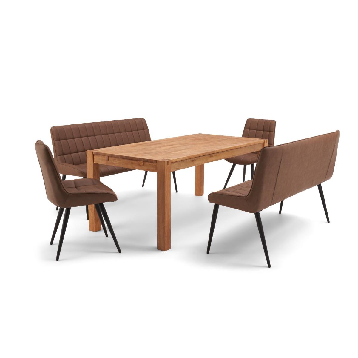 Verona 150cm Oak Table With Heidi Chairs and Brown Heidi Bench - Grey, 2 Chairs – image 9