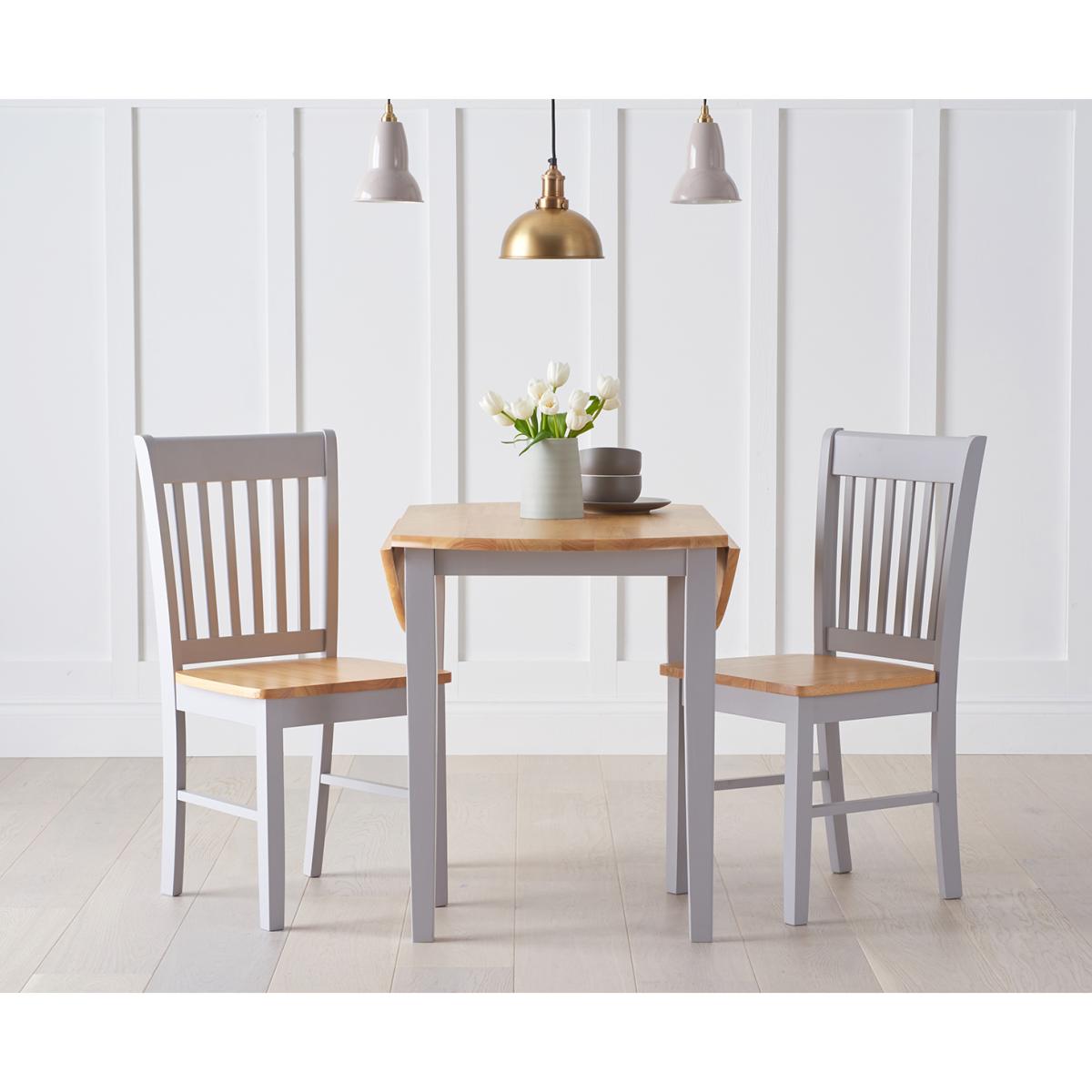 Genoa Oak and Grey 100cm Drop Leaf Extending Dining Table and Chairs - Oak and Grey, 4 Chairs – image 2
