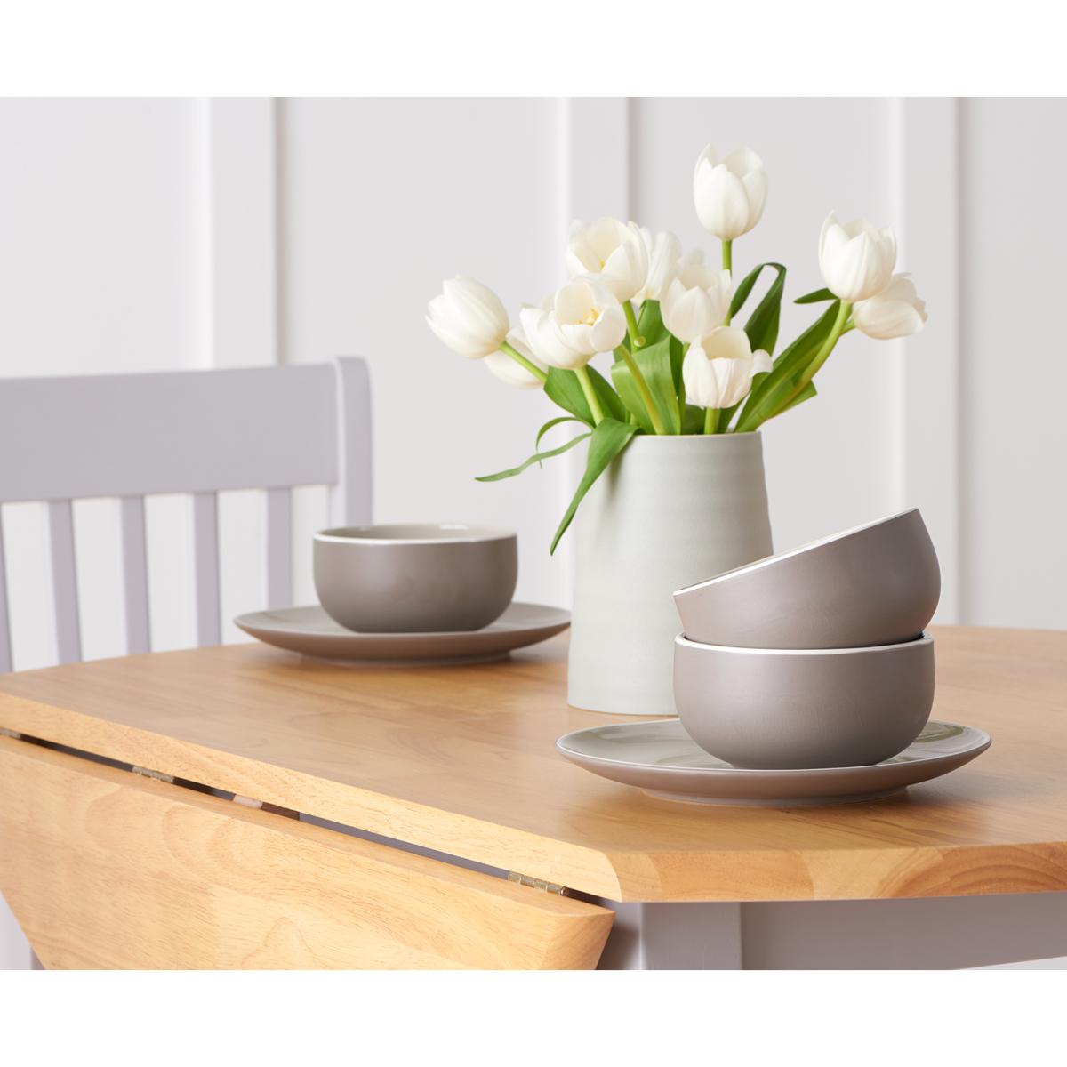Genoa Oak and Grey 100cm Drop Leaf Extending Dining Table and Chairs - Oak and Grey, 4 Chairs – image 6