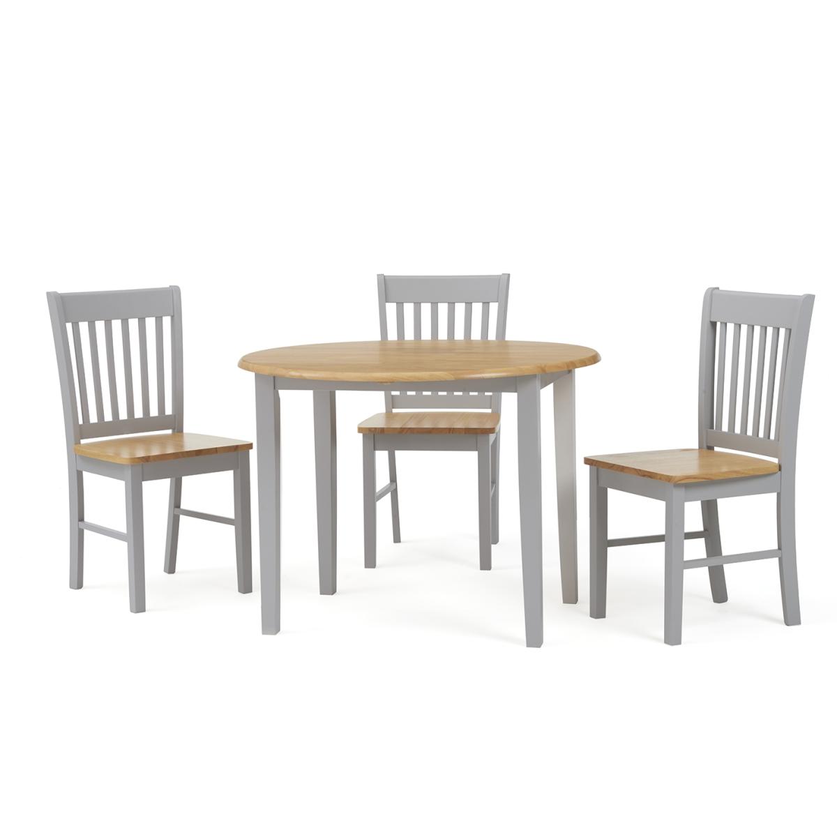 Genoa Oak and Grey 100cm Drop Leaf Extending Dining Table and Chairs - Oak and Grey, 4 Chairs – image 10