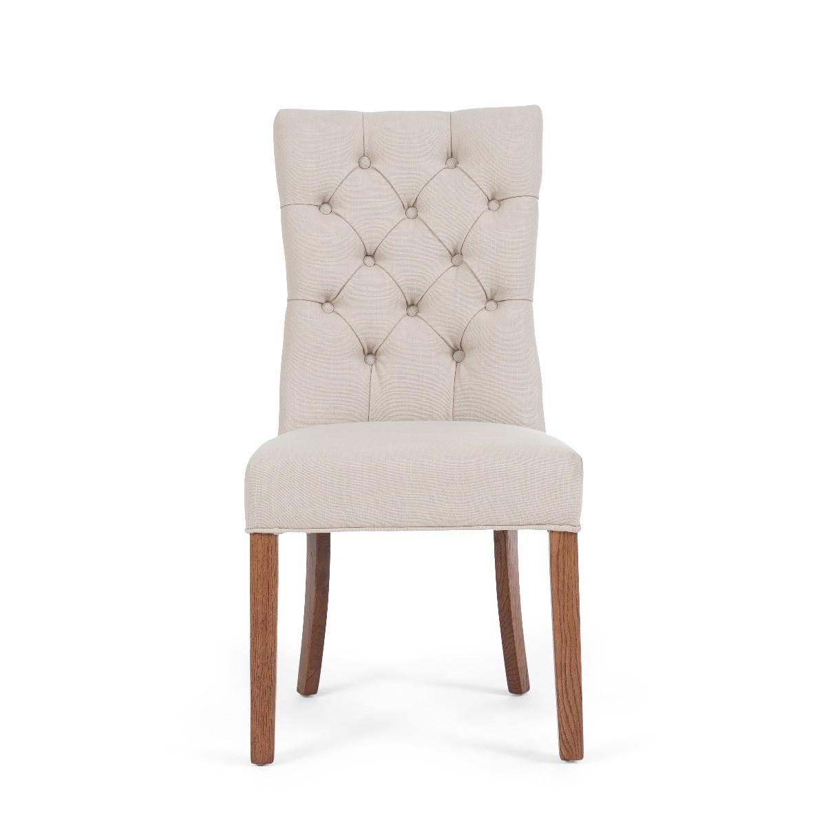 Anais Cream Fabric Dark Oak Leg Dining Chairs - Cream – image 2