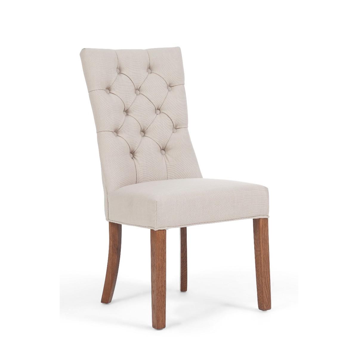 Anais Cream Fabric Dark Oak Leg Dining Chairs - Cream – image 3