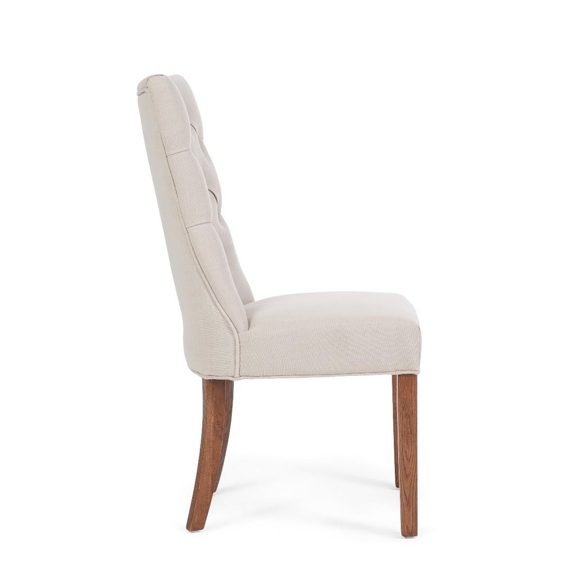 Anais Cream Fabric Dark Oak Leg Dining Chairs - Cream – image 5