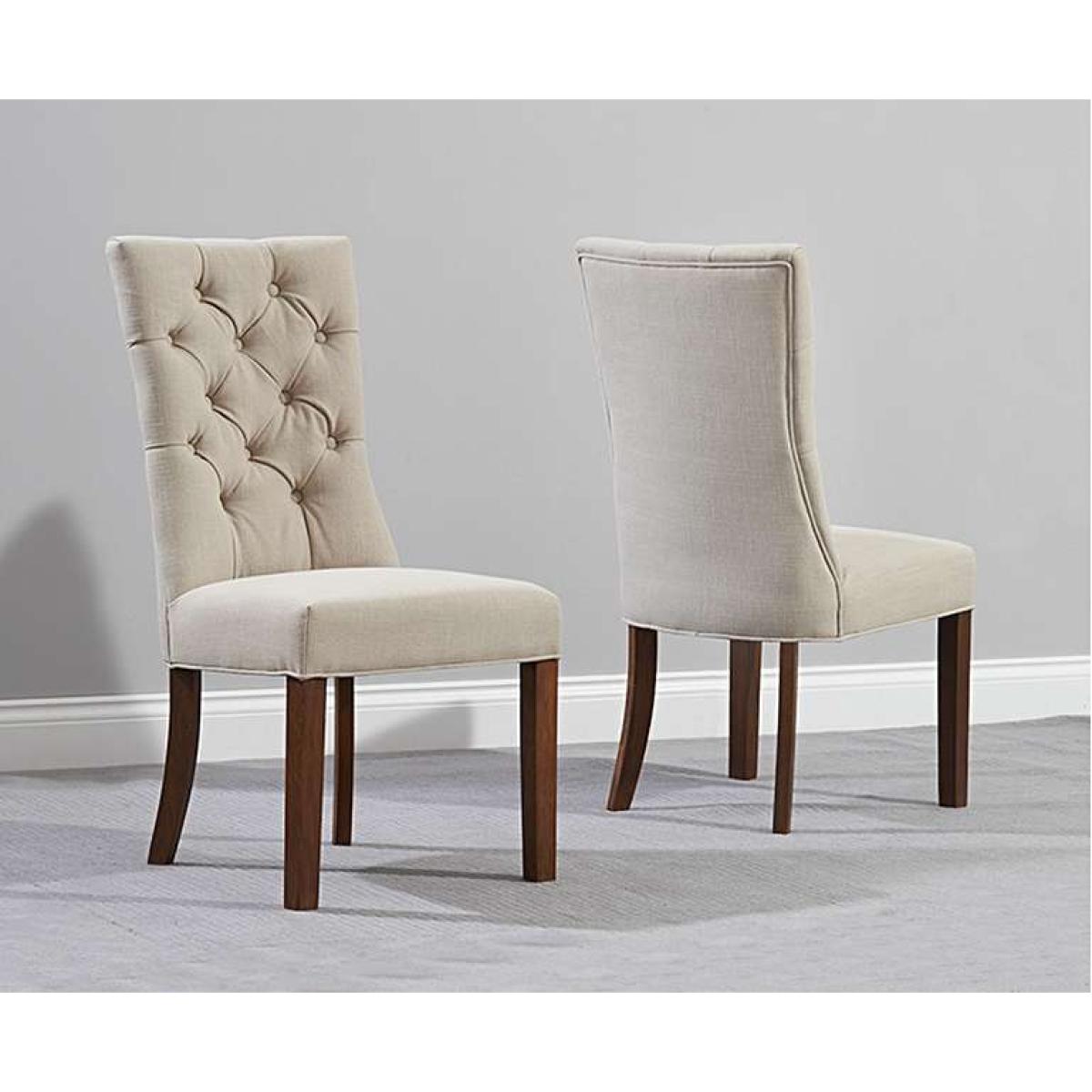 Anais Cream Fabric Dark Oak Leg Dining Chairs - Cream – image 1