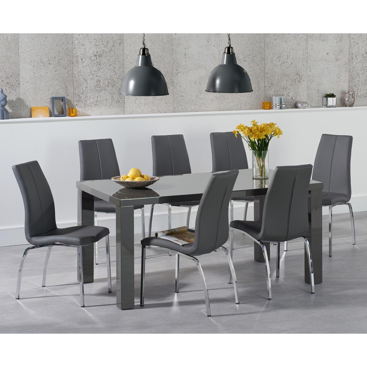 Atlanta 160cm Dark Grey High Gloss Dining Table with Cavello Chairs – image 1