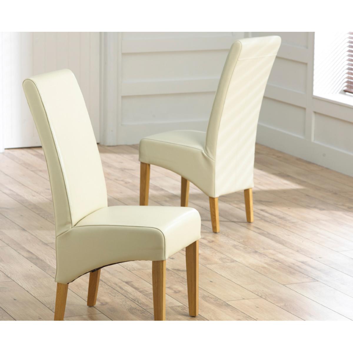Torino Solid Oak Extending Pedestal Dining Table with Cannes Chairs - Cream, 4 Chairs – image 11