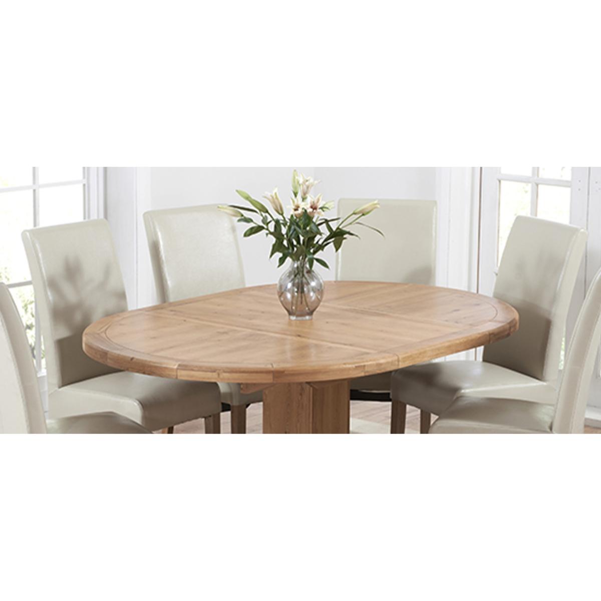 Torino Solid Oak Extending Pedestal Dining Table with Cannes Chairs - Cream, 4 Chairs – image 14
