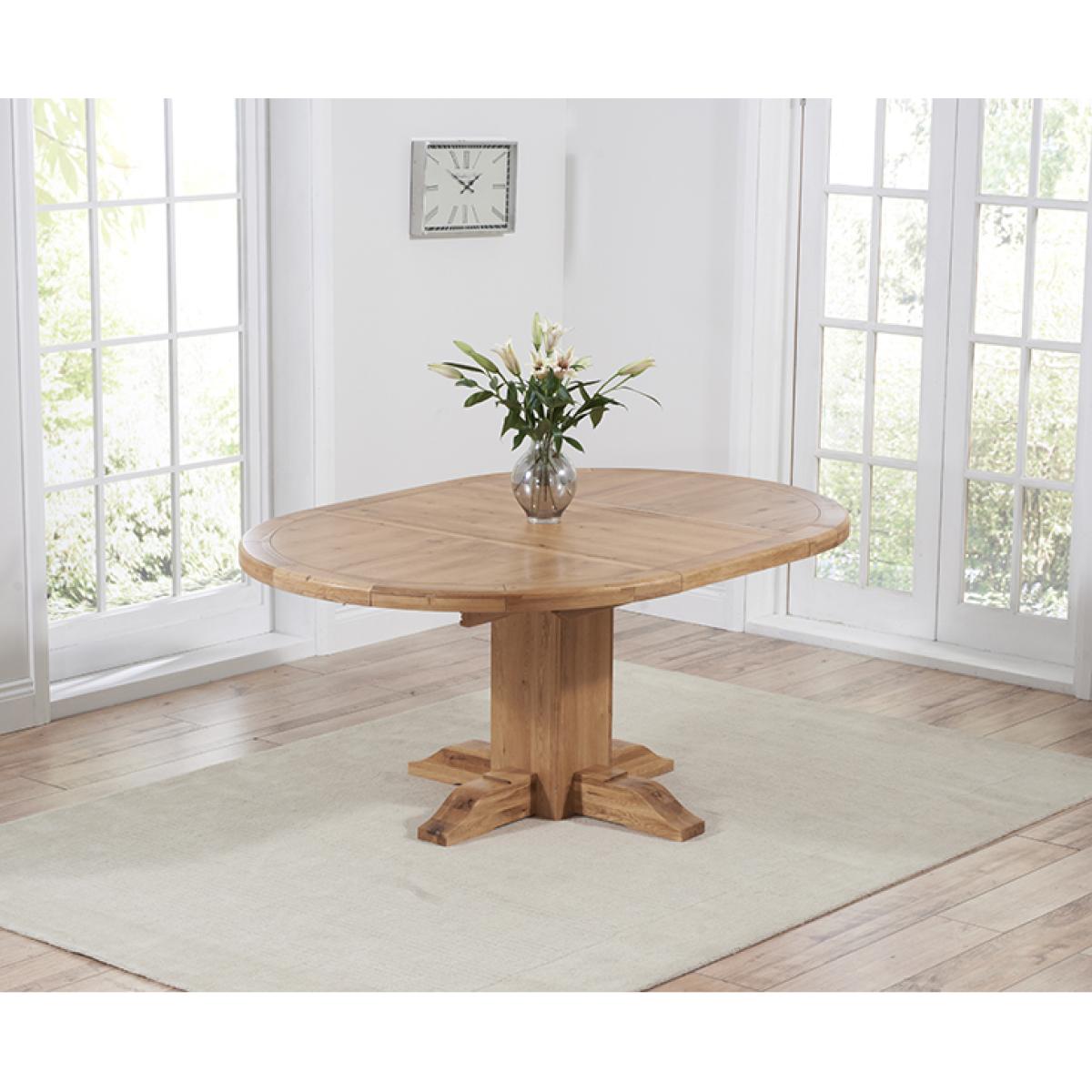 Torino Solid Oak Extending Pedestal Dining Table with Cannes Chairs - Cream, 4 Chairs – image 3