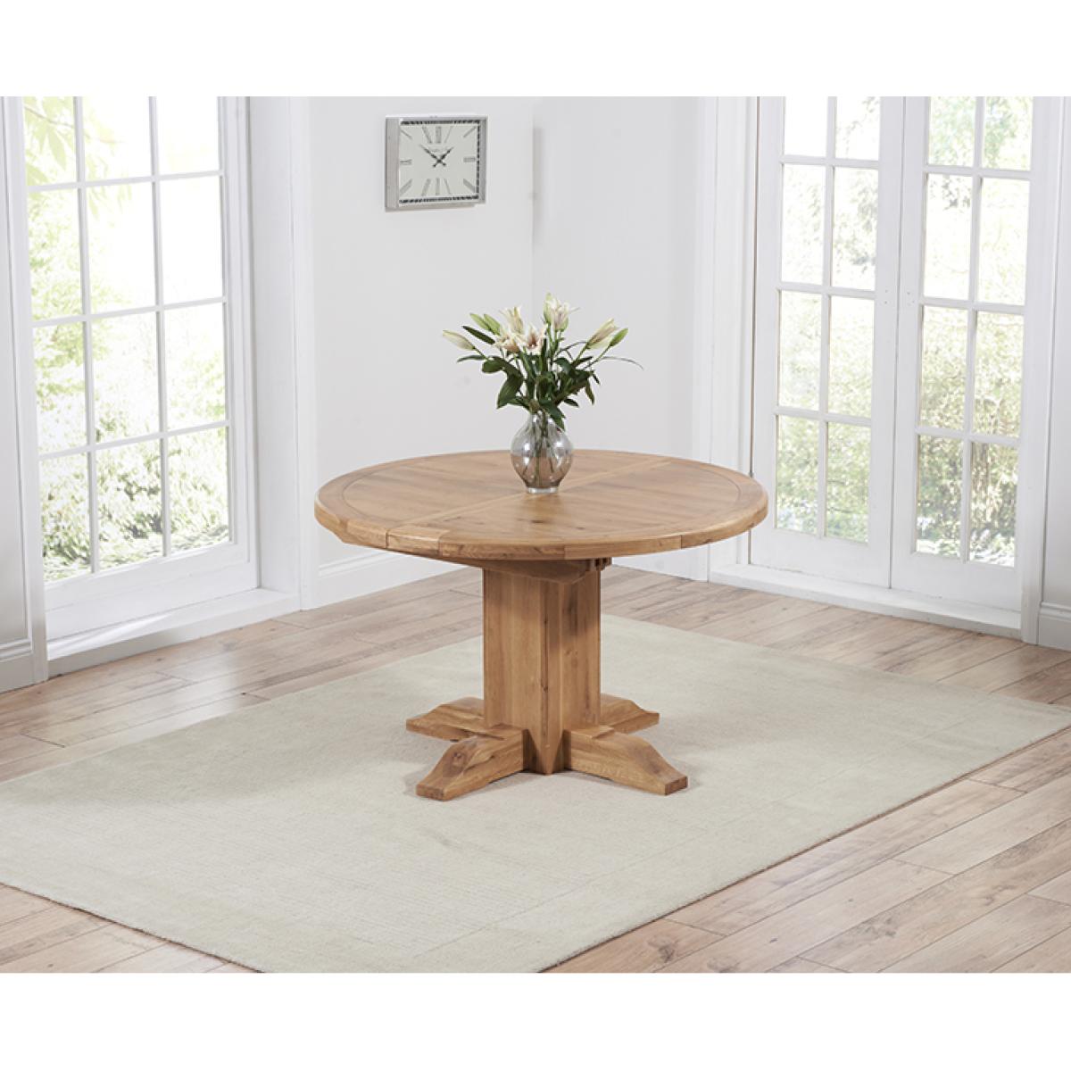Torino Solid Oak Extending Pedestal Dining Table with Cannes Chairs - Cream, 4 Chairs – image 4