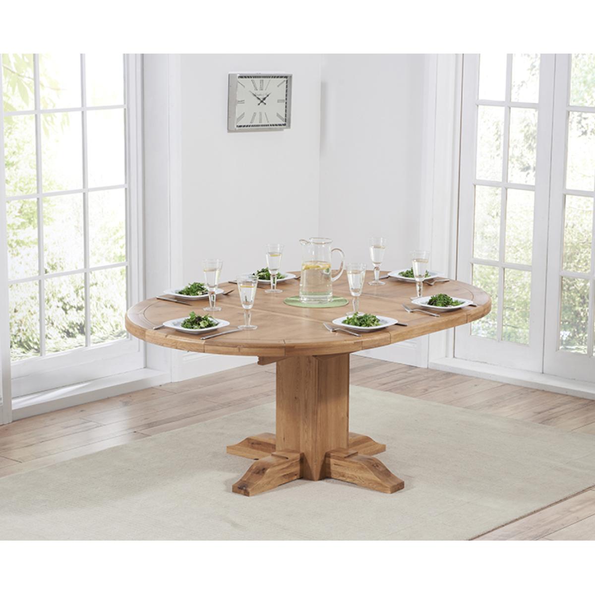 Torino Solid Oak Extending Pedestal Dining Table with Cannes Chairs - Cream, 4 Chairs – image 6