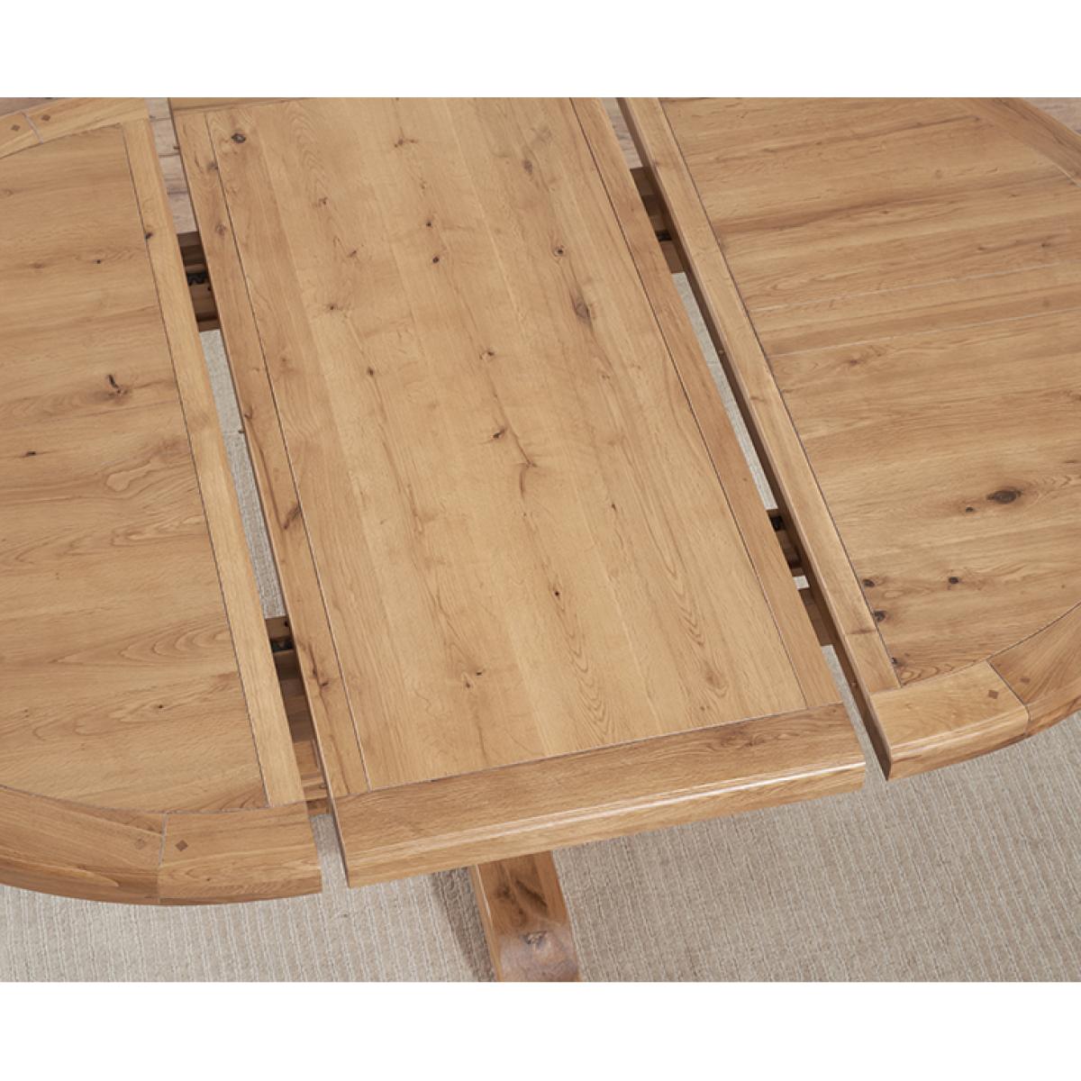 Torino Solid Oak Extending Pedestal Dining Table with Cannes Chairs - Cream, 4 Chairs – image 9