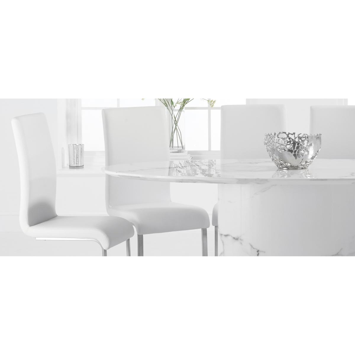 Colby 200cm Oval White Marble Dining Table with Malaga Chairs - Black, 6 Chairs – image 9