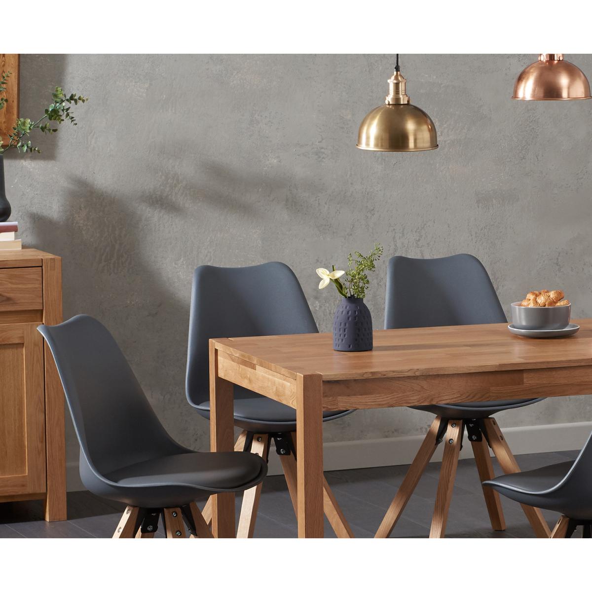 Oxford 120cm Solid Oak Dining Table with Oscar Square Leg Faux Leather Chairs – image 2
