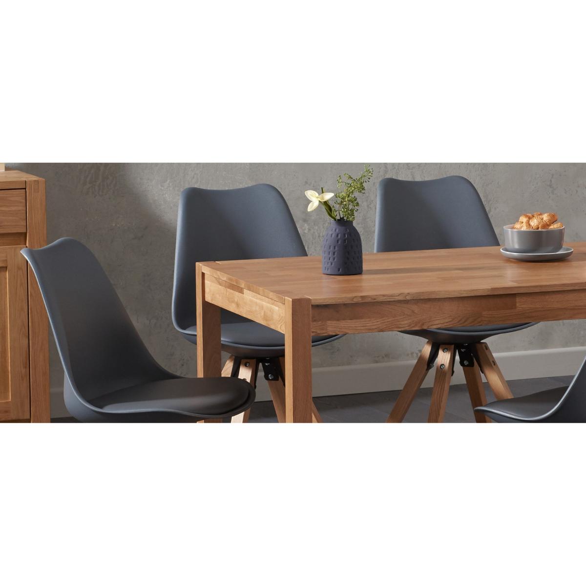 Oxford 120cm Solid Oak Dining Table with Oscar Square Leg Faux Leather Chairs – image 8