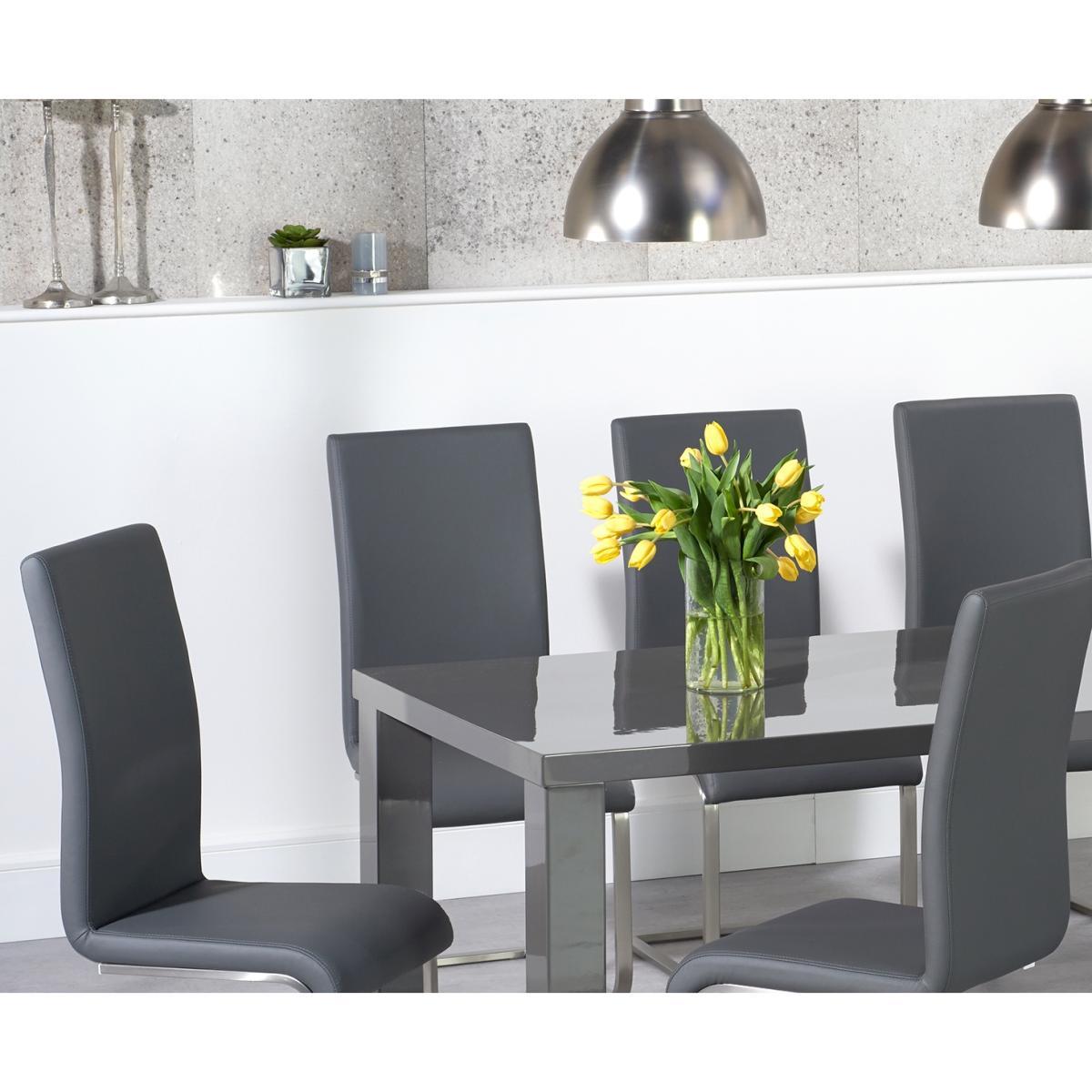 Atlanta 200cm Dark Grey High Gloss Dining Table with Malaga Chairs – image 2
