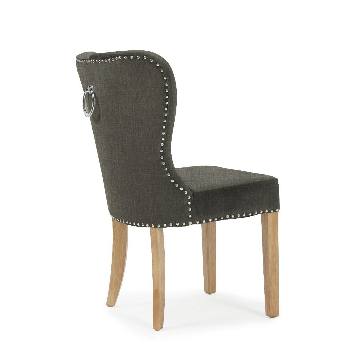 Knightsbridge Studded Grey Fabric Oak Leg Dining Chairs - Grey – image 5