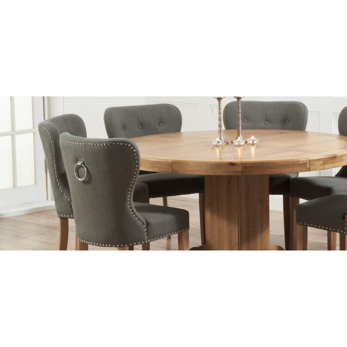Knightsbridge Studded Grey Fabric Oak Leg Dining Chairs - Grey – image 8