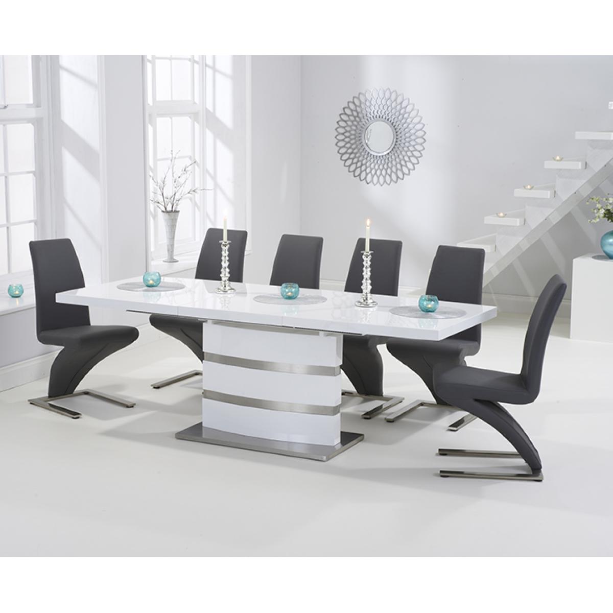 Babington 160cm White High Gloss Extending Dining Table with Hampstead Z Chairs – image 3