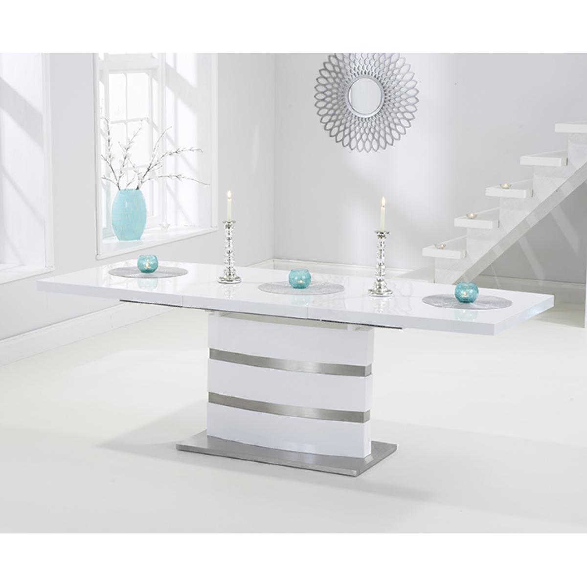 Babington 160cm White High Gloss Extending Dining Table with Hampstead Z Chairs – image 5
