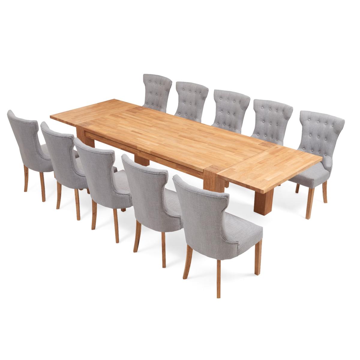 Madrid 200cm Extending Solid Oak Dining Table with Camille Fabric Chairs – image 6