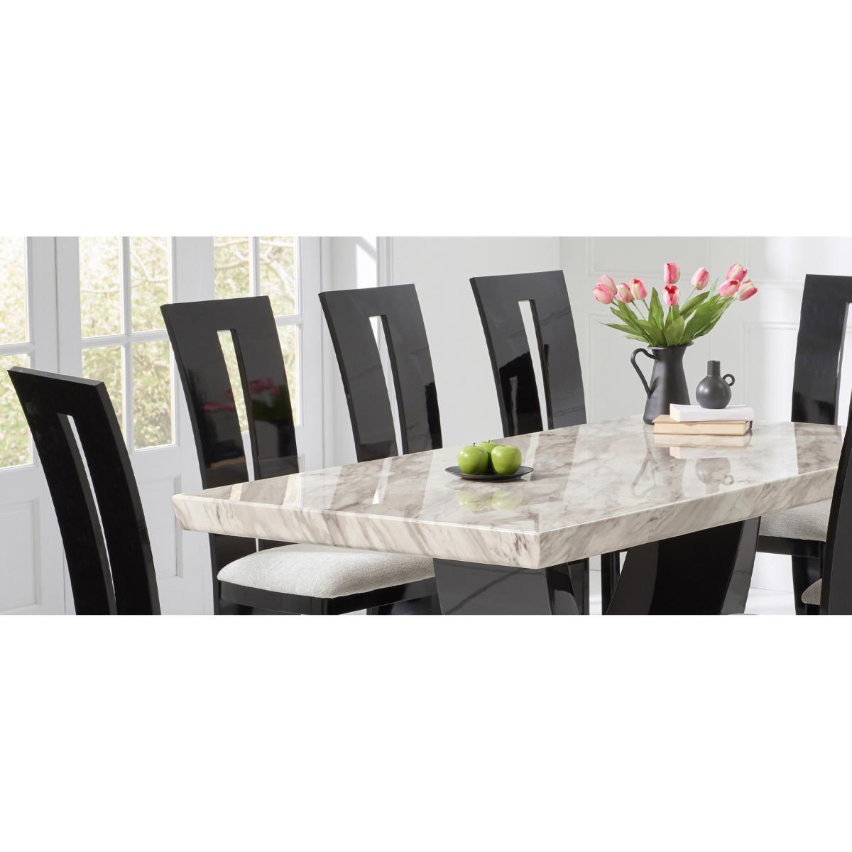 Raphael 170cm Cream and Black Pedestal Marble Dining Table with Verbier Chairs - Black, 4 Chairs – image 10