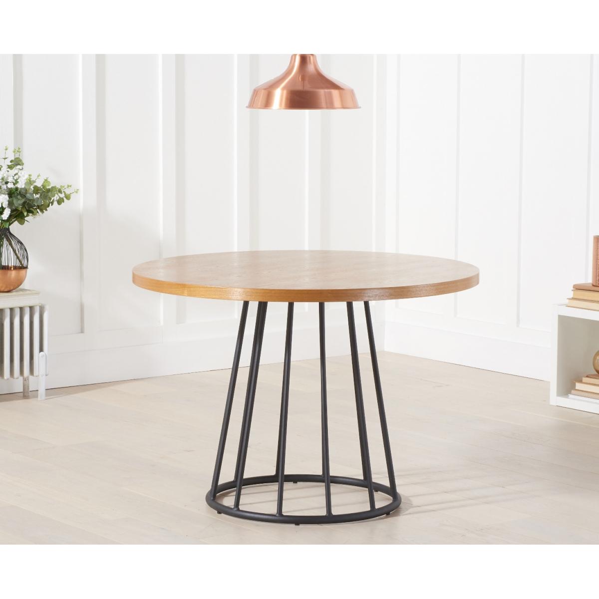 Hoxton 110cm Round Industrial Dining Table with Alexa Dining Chairs - Brown, 4 Chairs – image 4