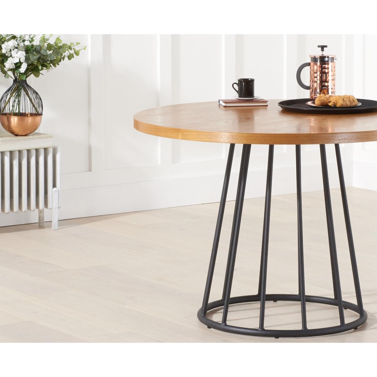 Hoxton 110cm Round Industrial Dining Table with Alexa Dining Chairs - Brown, 4 Chairs – image 5