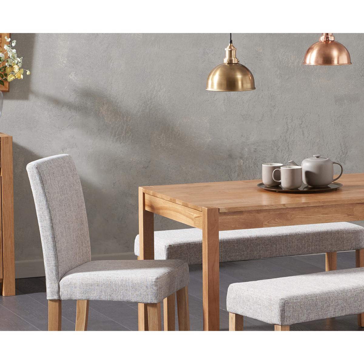 Oxford 120cm Solid Oak Dining Table with Mia Grey Benches and Mia Chairs – image 2