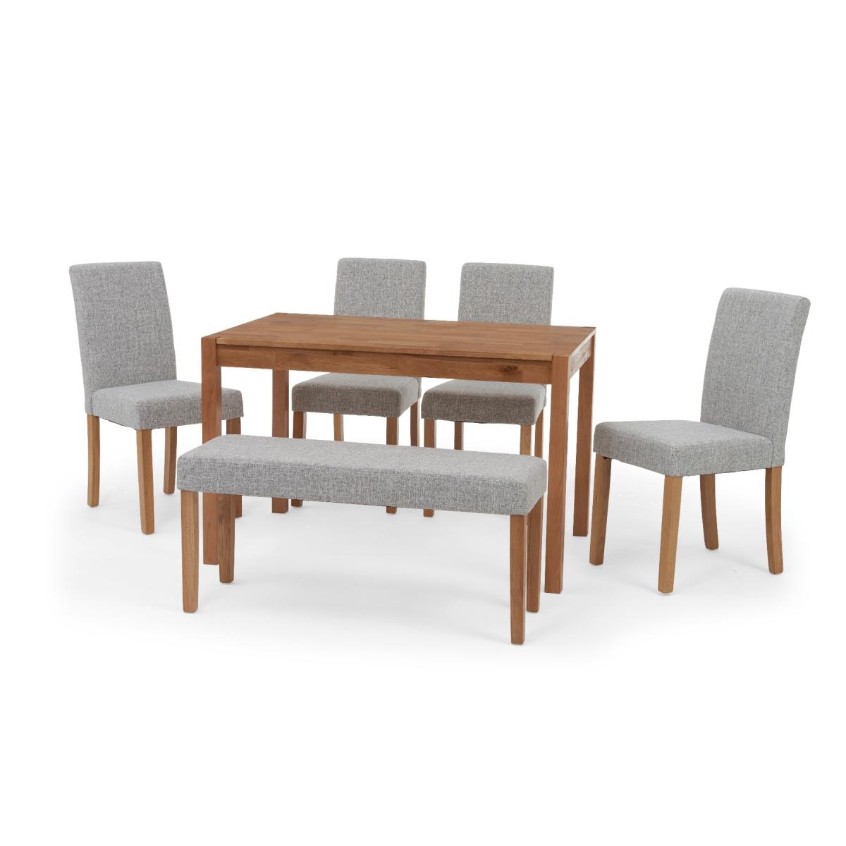Oxford 120cm Solid Oak Dining Table with Mia Grey Benches and Mia Chairs – image 5
