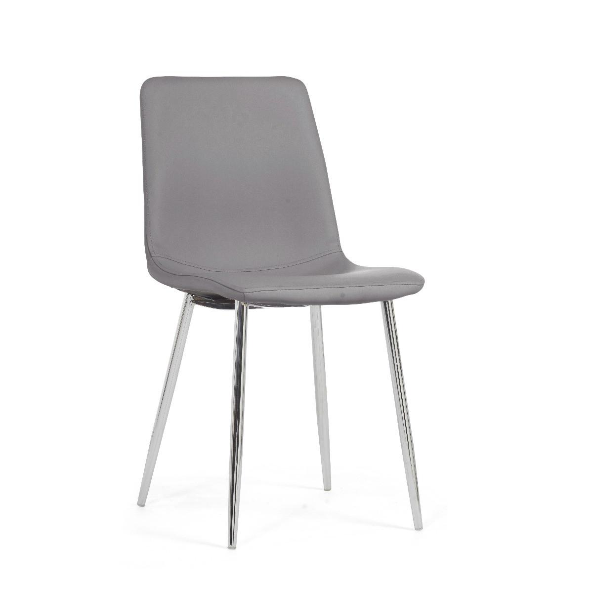 Helsinki Grey Faux Leather and Chrome Dining Chairs - Grey – image 3
